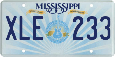 MS license plate XLE233