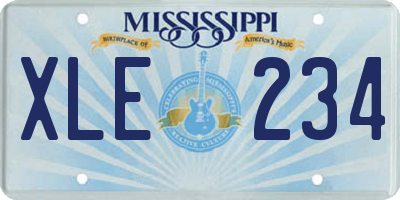 MS license plate XLE234