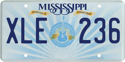 MS license plate XLE236