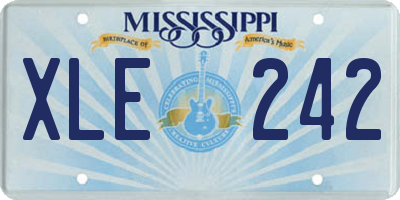 MS license plate XLE242
