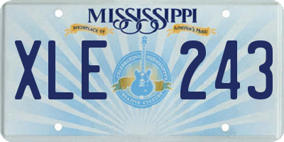 MS license plate XLE243