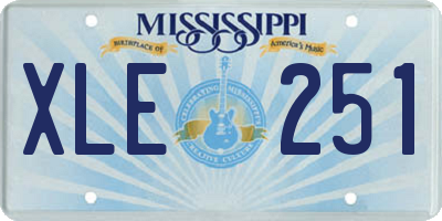 MS license plate XLE251