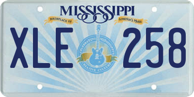 MS license plate XLE258