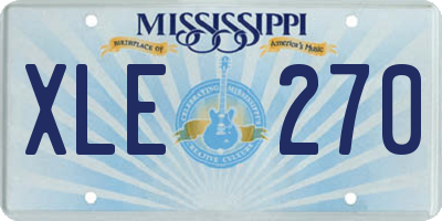 MS license plate XLE270