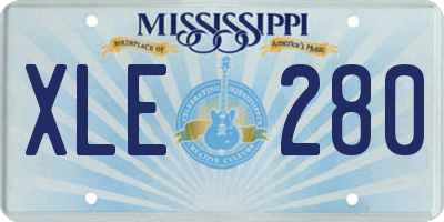 MS license plate XLE280