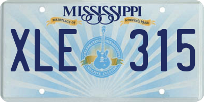 MS license plate XLE315
