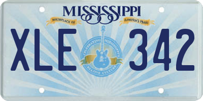 MS license plate XLE342