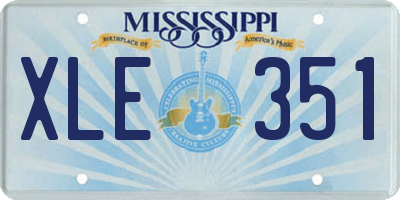 MS license plate XLE351