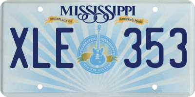 MS license plate XLE353
