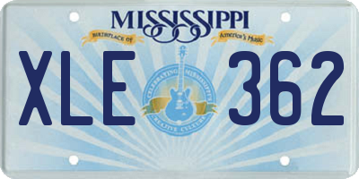 MS license plate XLE362