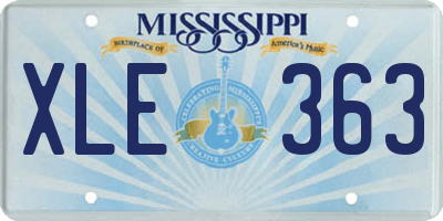 MS license plate XLE363