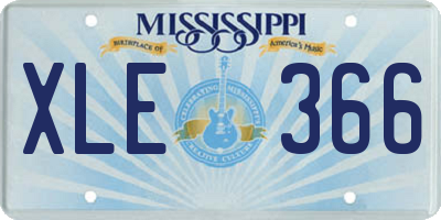 MS license plate XLE366