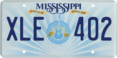 MS license plate XLE402