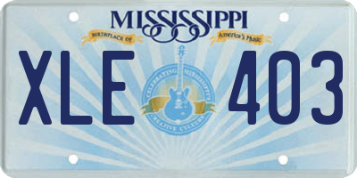 MS license plate XLE403