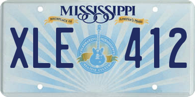 MS license plate XLE412