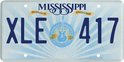 MS license plate XLE417
