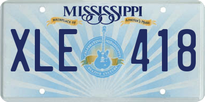 MS license plate XLE418