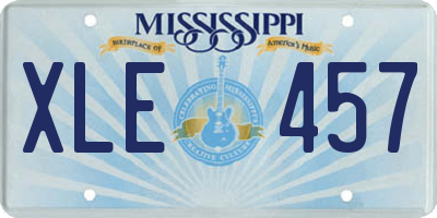 MS license plate XLE457