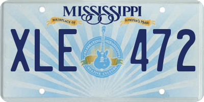 MS license plate XLE472