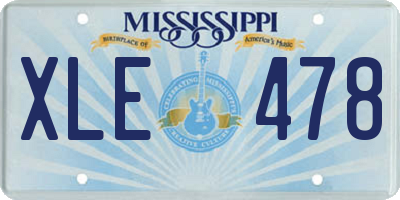 MS license plate XLE478