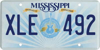 MS license plate XLE492