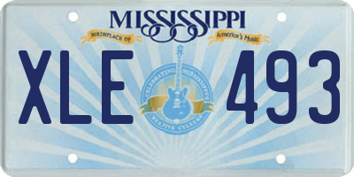 MS license plate XLE493