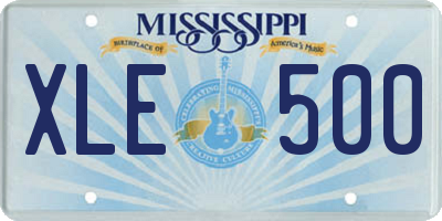 MS license plate XLE500