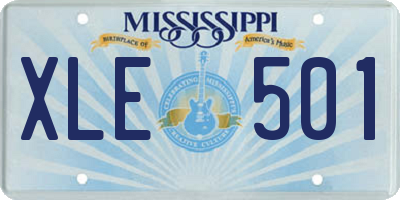 MS license plate XLE501