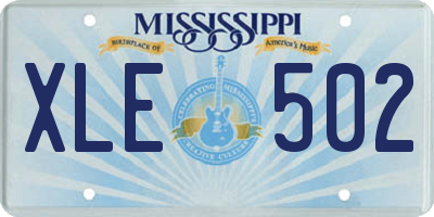 MS license plate XLE502