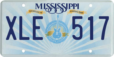 MS license plate XLE517