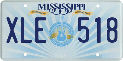 MS license plate XLE518