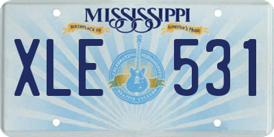 MS license plate XLE531