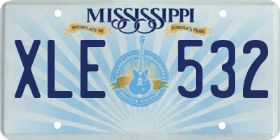 MS license plate XLE532