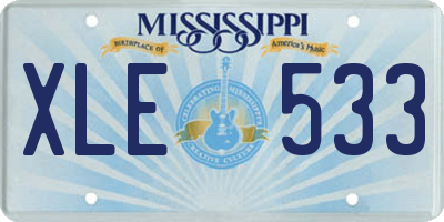 MS license plate XLE533