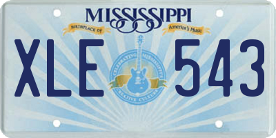 MS license plate XLE543
