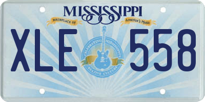 MS license plate XLE558