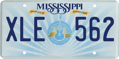 MS license plate XLE562