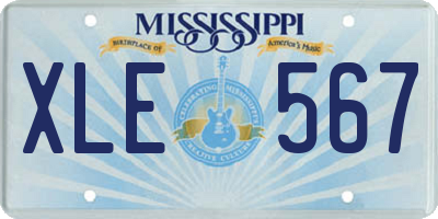MS license plate XLE567