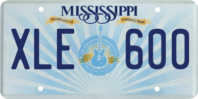 MS license plate XLE600