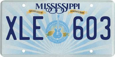 MS license plate XLE603
