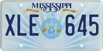 MS license plate XLE645