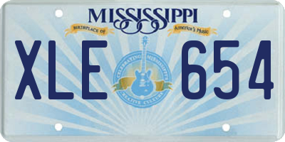 MS license plate XLE654