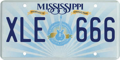 MS license plate XLE666