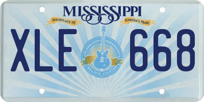 MS license plate XLE668