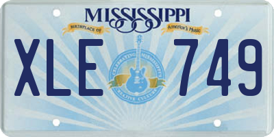 MS license plate XLE749