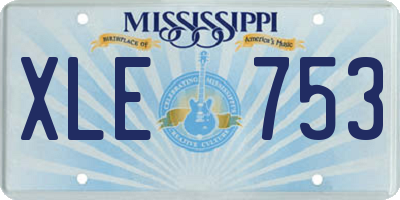 MS license plate XLE753
