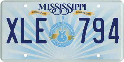 MS license plate XLE794