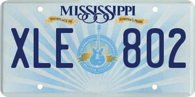 MS license plate XLE802