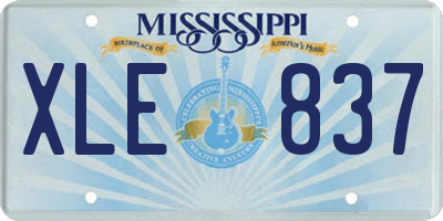 MS license plate XLE837