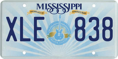 MS license plate XLE838